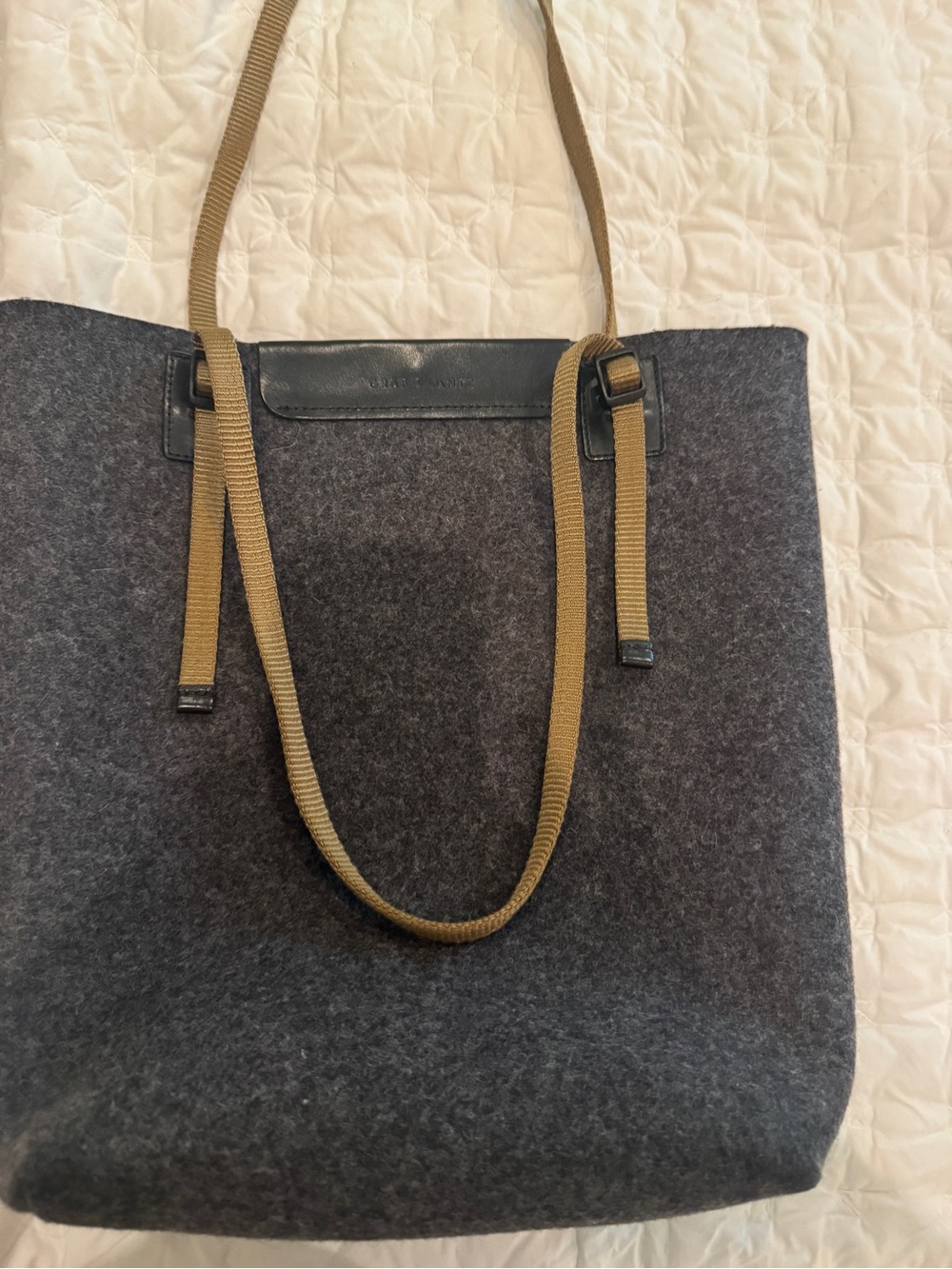 Graf &Lantz Merino Wool Felt Tote Bag with Olive Straps